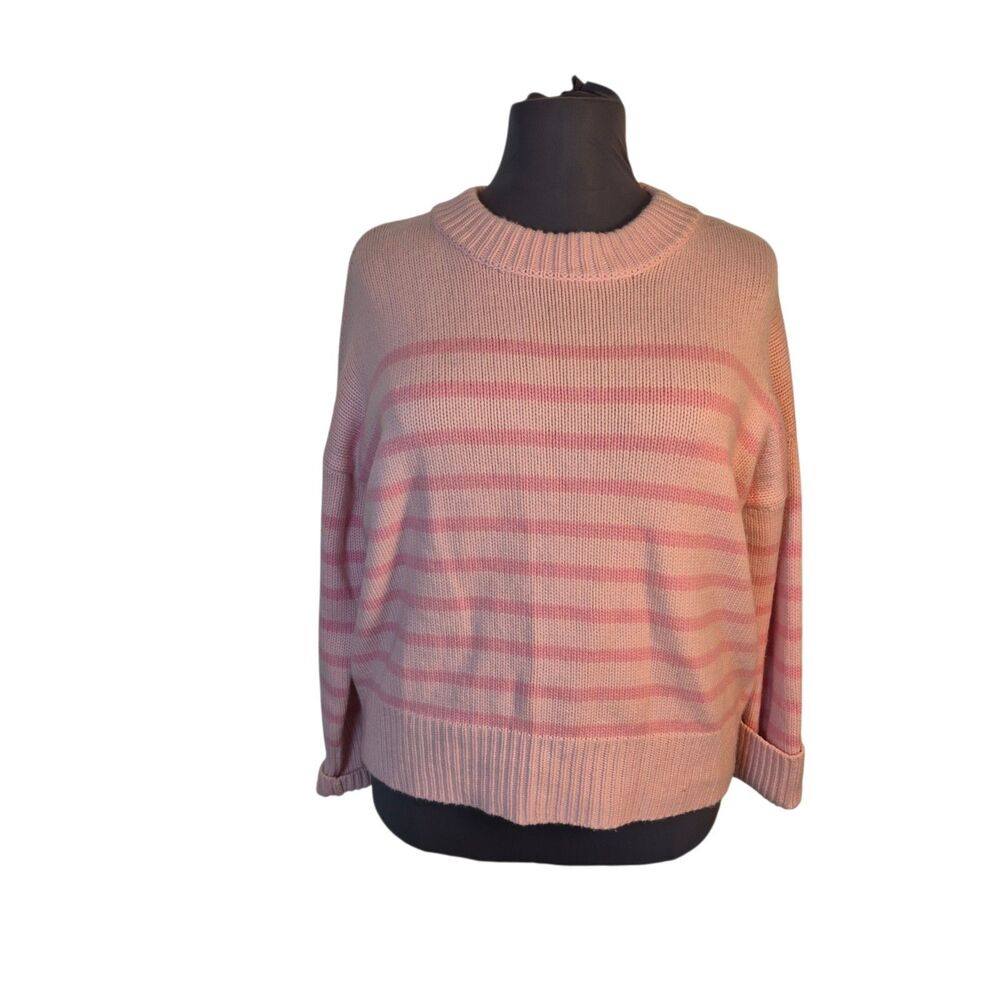 La Ligne New York Women's Marin Sweater Size XL Pink Striped Wool Cashmere Blend